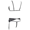 Ensemble trois pièces avec soutien-gorge fendu, porte-jarretelles et string noir - R2230348