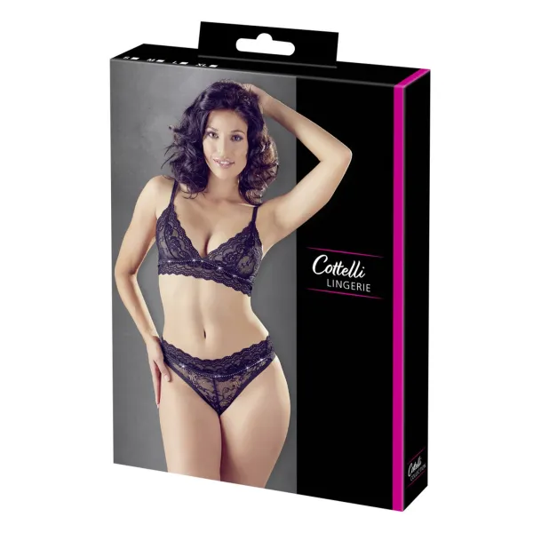 Ensemble 2 pièces dentelle avec strass - OR2213621BLK