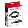 Collier fétichiste avec anneaux pointes et laisse métallique - CC6060150010