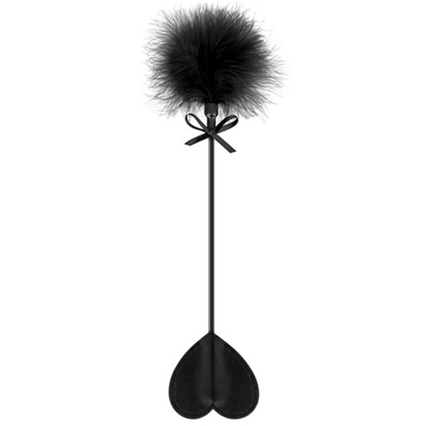 Cravache noire coeur bdsm avec plumeau noir - CC5700760010