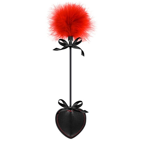 Cravache coeur noire bdsm avec plumeau rouge - CC570073