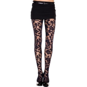 Collant noir imprimé floral - MH7344BLK