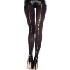 Collant nylon noir opaque avec ligne ajourée petits trous - MH7220ABLK