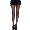Collant nylon fantaisie noir mi-saison ajouré géométrique - MH5041BLK
