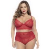 Ensemble lingerie, grande taille, deux pièces en dentelle rouge  - MAL8815XRED