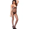 Bodystocking noir résille avec noeud satin et ouvert à l'entre-jambes - ML1622BLK