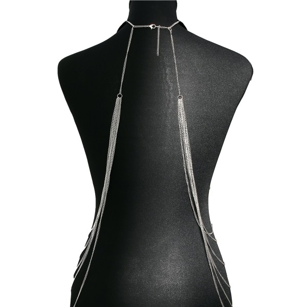 Bijou Tour de cou avec chaines de corps argenté