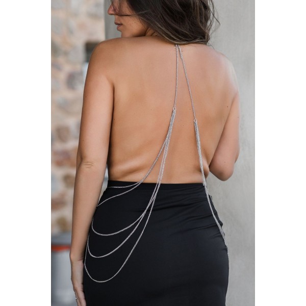 Bijou Tour de cou avec chaines de corps argenté