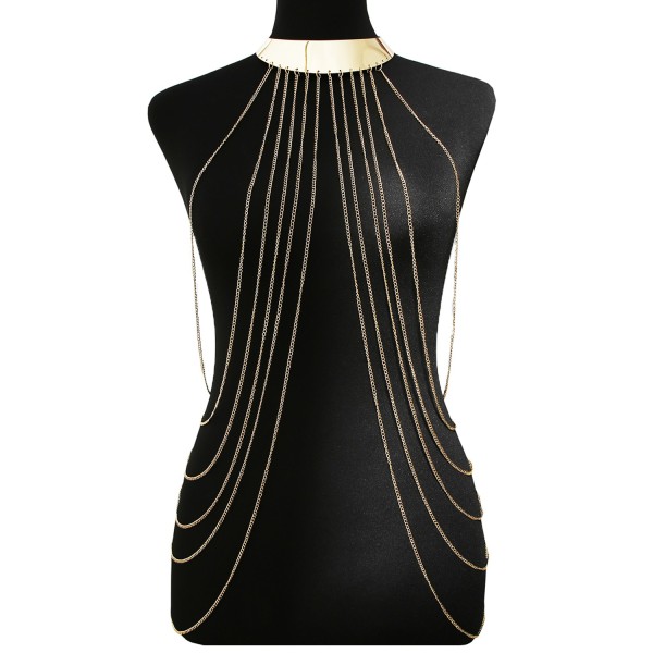 Bijou Tour de cou avec chaines de corps doré