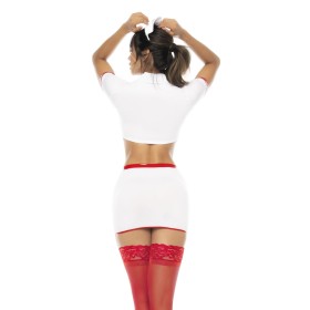 Costume infirmière 3 pièces, top avec zip fonctionnel, jupe et serre tête - MAL60018ASHW