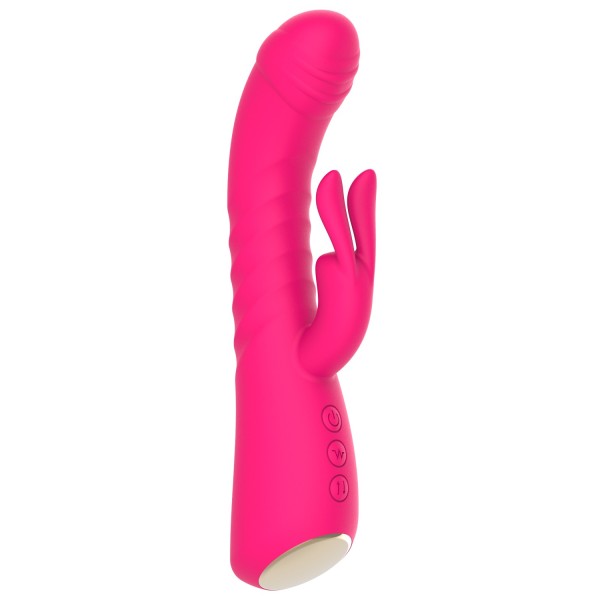 Vibromasseur rabbit rose chauffant avec fonction va-et-vient, USB - WS-NV040