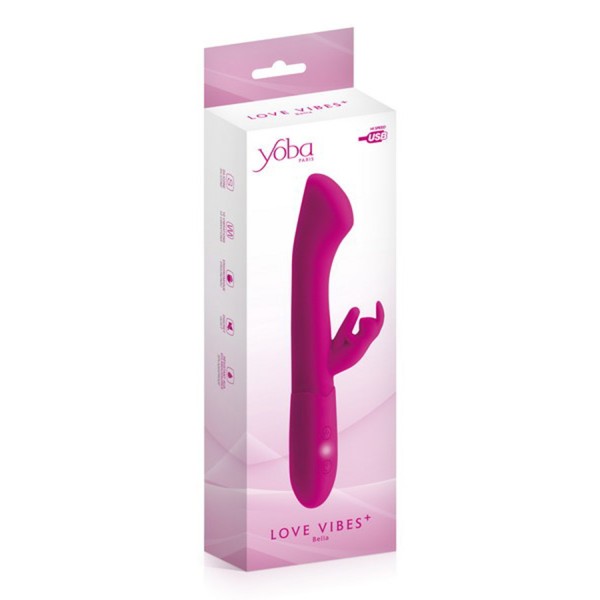 Vibromasseur rabbit Bella rose USB large tête point G 10 programmes - CC531065