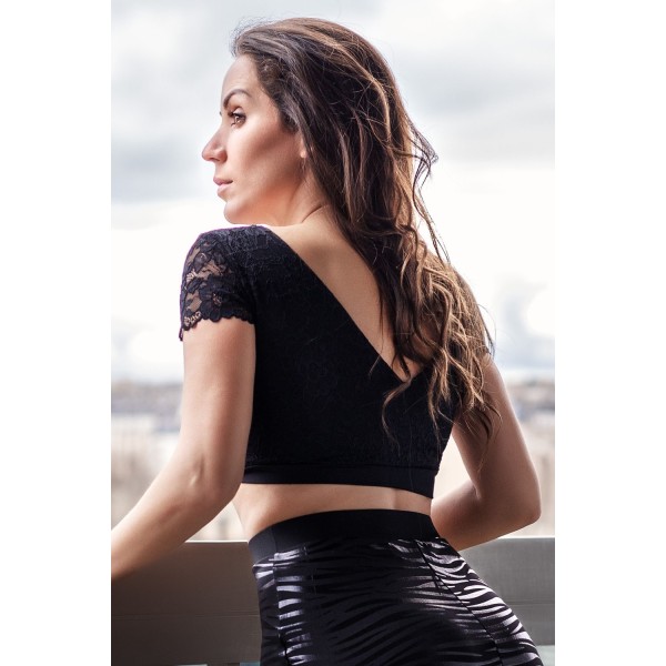 Top court noir bi matière réversible - LTK2-BLK