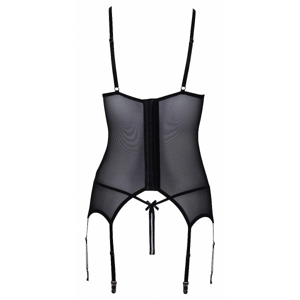 Guêpière seins nus et string ouvert résille et perles - Cottelli Lingerie