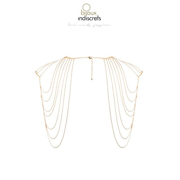 Bijoux épaules et dos en chainettes métalliques dorées