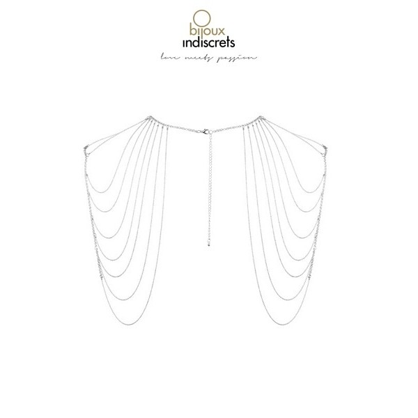 Bijoux d'épaules et de dos en chainettes métalliques argentées