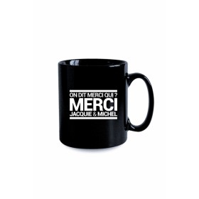 Mug noir JM - On dit merci qui ?