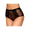 Culotte en résille et dentelle noire avec jarretelles roses - DG1485BLK