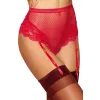 String rouge taille haute avec porte jarretelles intégrés détachables - DG1478RED