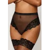 String résille taille haute avec porte-jarretelles noir - DG1478BLK