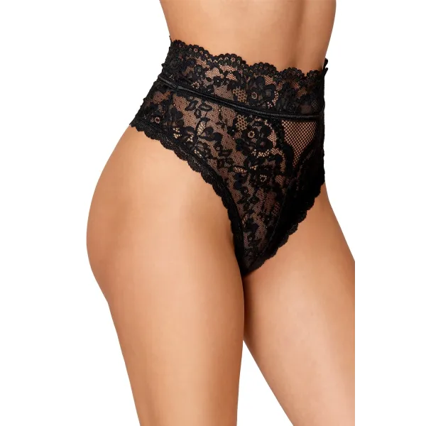 String dentelle taille haute noir - DG1477BLK