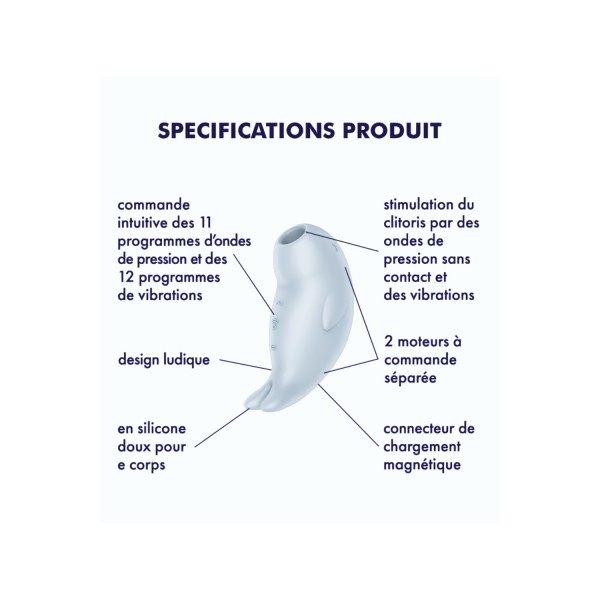 Stimulateur de clitoris vibration et air pulsé USB bleu Seal You Soon Satisfyer - CC597851