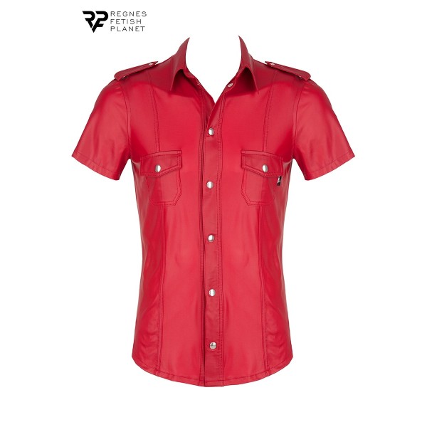 Chemise manches courtes wetlook rouge Carlo - Regnes