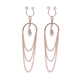 Bijoux de seins avec 3 chainettes doré rose et une perle - SO-0187