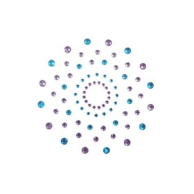 Paire de cache tétons adhésifs strass bleu et violet - NP-1020BLU