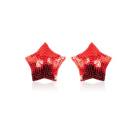 Paire de cache tétons adhésifs étoile pailletée sequin rouge - NP-2020