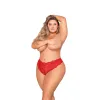 Tanga rouge  grande taille, ouvert à l'entrejambe - DG1468XRED