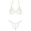 Soutien-gorge et string bijoux en chaînettes dorées et strass irisés - R24505186001