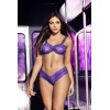 Ensemble deux pièces en dentelle violette et larges bretelles noires imprimées - MAL8698PUR