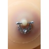 Paire de cache-tétons piercing barre demi-anneau diamant peau claire - XP008C
