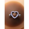 Paire de cache-tétons piercing barre coeur faux diamant peau foncée - XP004F