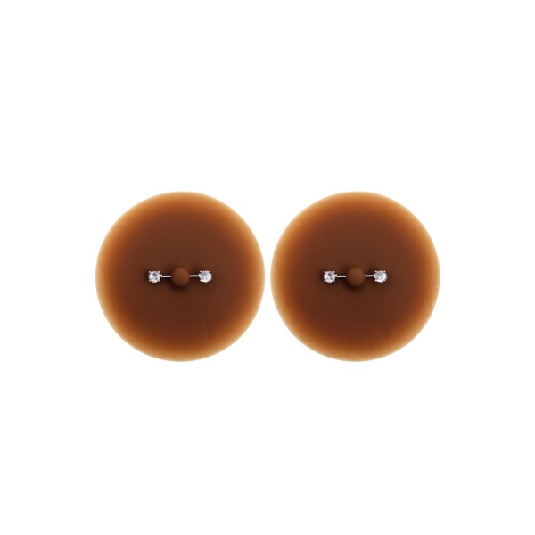 Paire de cache-tétons piercing barre faux diamant peau foncée - XP001F