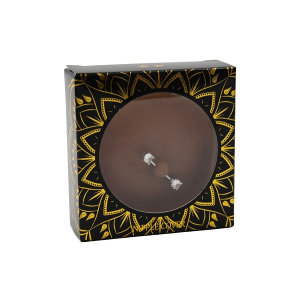 Paire de cache-tétons piercing barre faux diamant peau foncée - XP001F