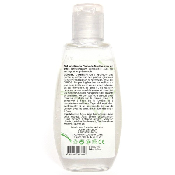 Lubrifiant à base d'eau 100% naturel Menthe poivrée 90 ml - SEZ089