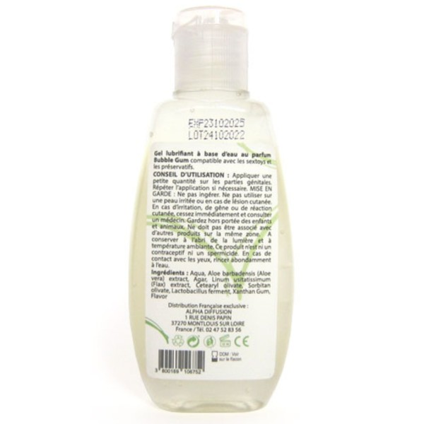 Lubrifiant à base d'eau 100% naturel Bubble Gum 90 ml - SEZ086