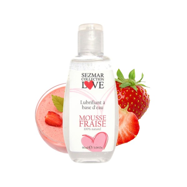 Lubrifiant à base d'eau 100% naturel Mousse fraise 90 ml - SEZ082