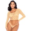 Ensemble 2 pièces en dentelle jaune pastel, crop top et string - MAL8918LYLW