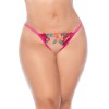 Nuisette grande taille en résille et dentelle florale rose et string assorti - MAL7609XSEGA
