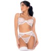 Ensemble 3 pièces en dentelle à cils blanche - MAL8935WHT