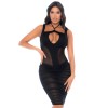 Robe noire semi transparente dos nu - MAL40014BLK
