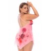 Nuisette grande taille résille rose imprimé floral et string - MAL7607XBLPD