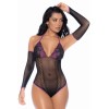 Body noir et violet et mitaines amovibles - MAL1121BKPU