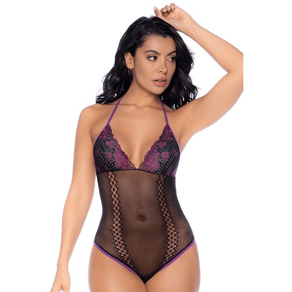Body noir et violet et mitaines amovibles - MAL1121BKPU