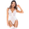 Body blanc avec jarretelles intégrées - MAL8934WHT