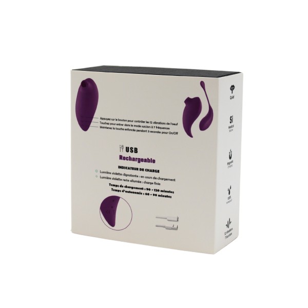 2en1 Stimulateur clitoridien à picots par aspiration avec son œuf vibrant à distance violet - 0-B0009PUR