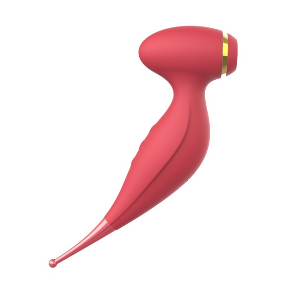 Oiseau du Paradis - Vibromasseur 2 en 1 avec vibration clitoridienne par membrane et embout stimulateur rouge - CR-820RED